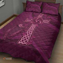 Ireland Rugby Quilt Bed Set Maroon Celtic Knot Summer Paris 2024