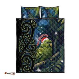 New Zealand Christmas Quilt Bed Set Cute Kakapo Meri Kirihimete Maori Koru
