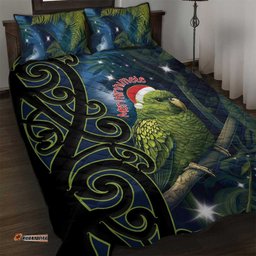 New Zealand Christmas Quilt Bed Set Cute Kakapo Meri Kirihimete Maori Koru