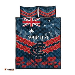 Custom Blues Football Quilt Bed Set ANZAC Lest We Forget