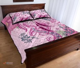 Polynesian Tribal Turtle Flowers Quilt Bed Set