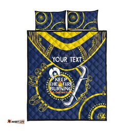 Custom NRL Cowboys NAIDOC Week Quilt Bed Set Keep The Fire Burning Indigenous Art