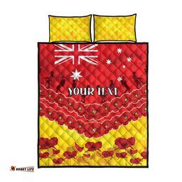 Custom Sun Football Quilt Bed Set ANZAC Lest We Forget