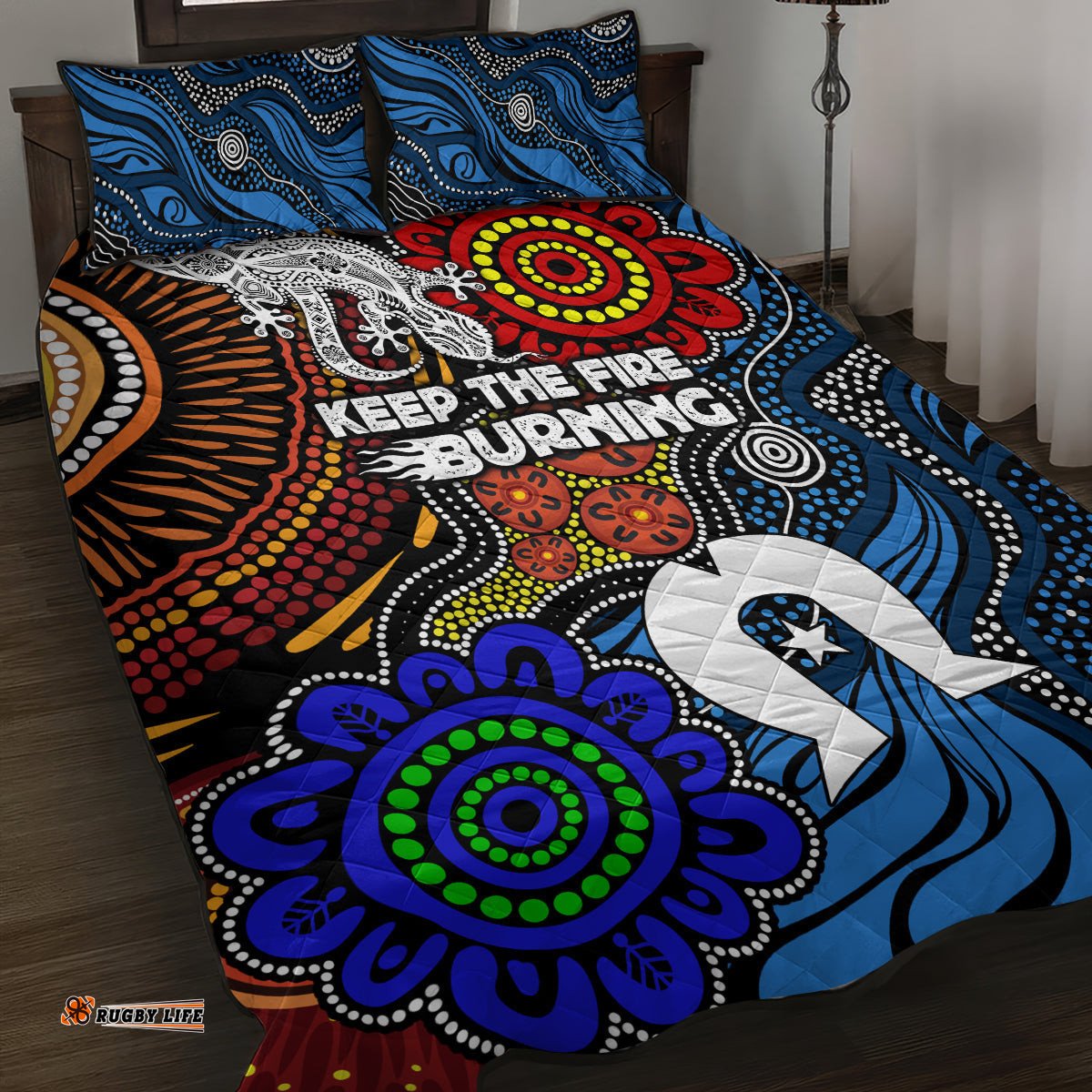 NAIDOC Week 2024 Indigenous Quilt Bed Set Keep The Fire Burning