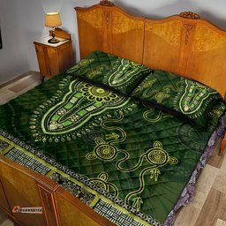 Lime Green African Dashiki With Australia Aboriginal Art Quilt Bed Set