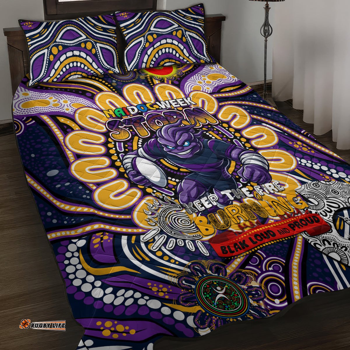 naidoc week 2024 storm quilt bed set mascot rugby dt02