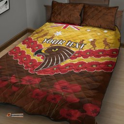 Custom Hawks Football Quilt Bed Set ANZAC Lest We Forget