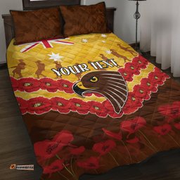 Custom Hawks Football Quilt Bed Set ANZAC Lest We Forget