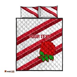 Custom England Rugby Quilt Bed Set 2024 Go Champions Red Rose Sporty Version