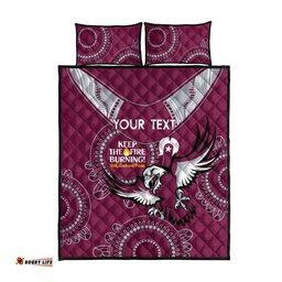 Custom NRL Sea Eagles NAIDOC Week Quilt Bed Set Keep The Fire Burning Indigenous Art