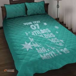 Australia Soccer Matildas Custom Quilt Bed Set Turquoise Basic Gradient