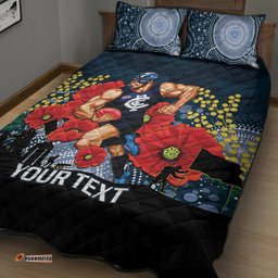 Custom Blues Football ANZAC Quilt Bed Set Gallipoli Camouflage With Poppies