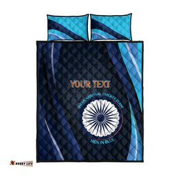 Custom India Cricket Quilt Bed Set 2024 World Cup Go Men in Blue