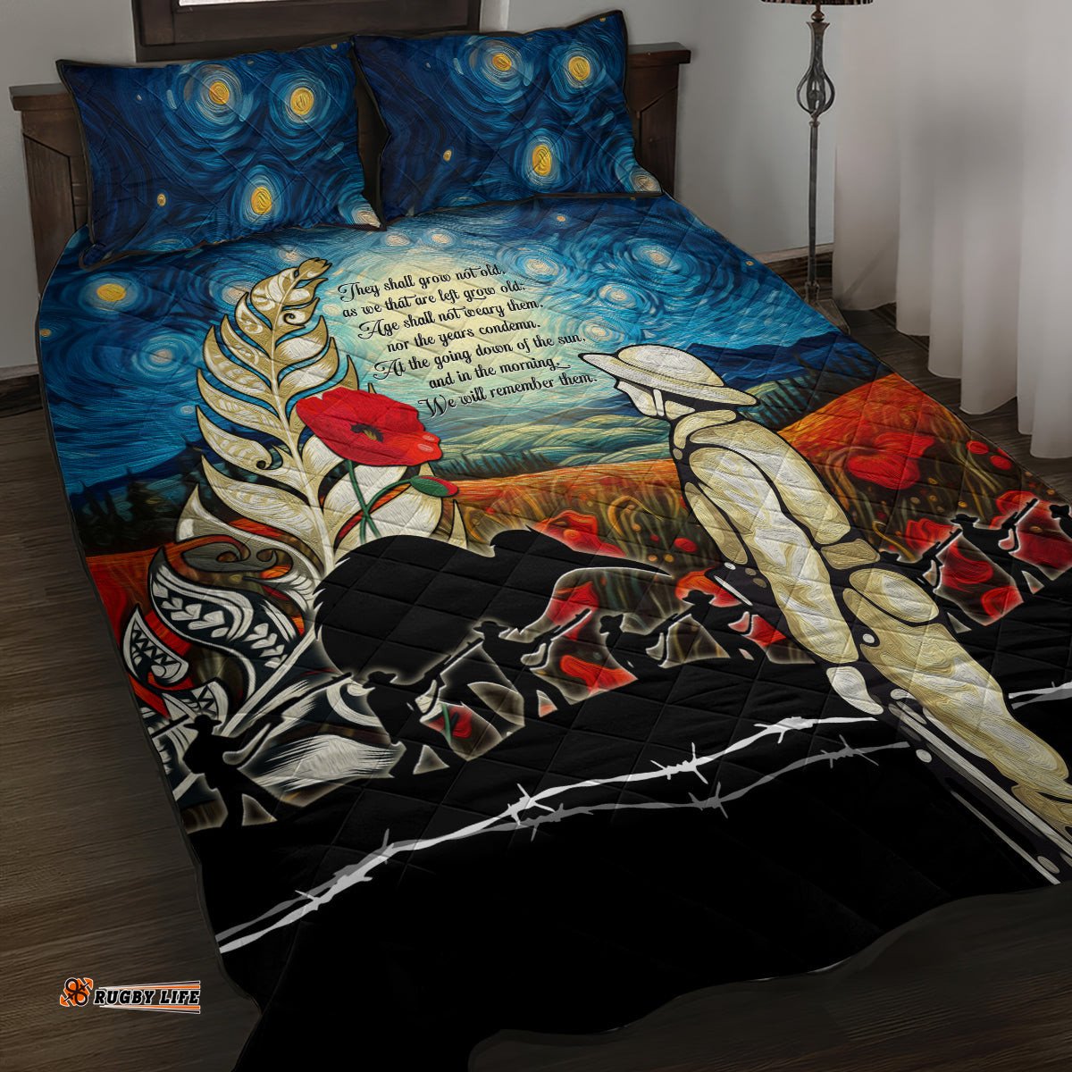 Kei Wareware Tatou New Zealand ANZAC Day Quilt Bed Set Starry Night Inspo Style