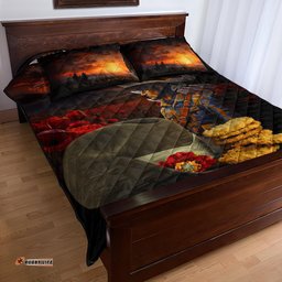 Slouch Hat and Biscuits ANZAC Quilt Bed Set with Soldier Silver Fern