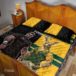 Custom New Zealand and Australia Rugby Quilt Bed Set Kangroo and Maori Warrior Together