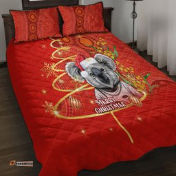 Australia Koala Christmas Quilt Bed Set Aboriginal Art With Golden Wattle