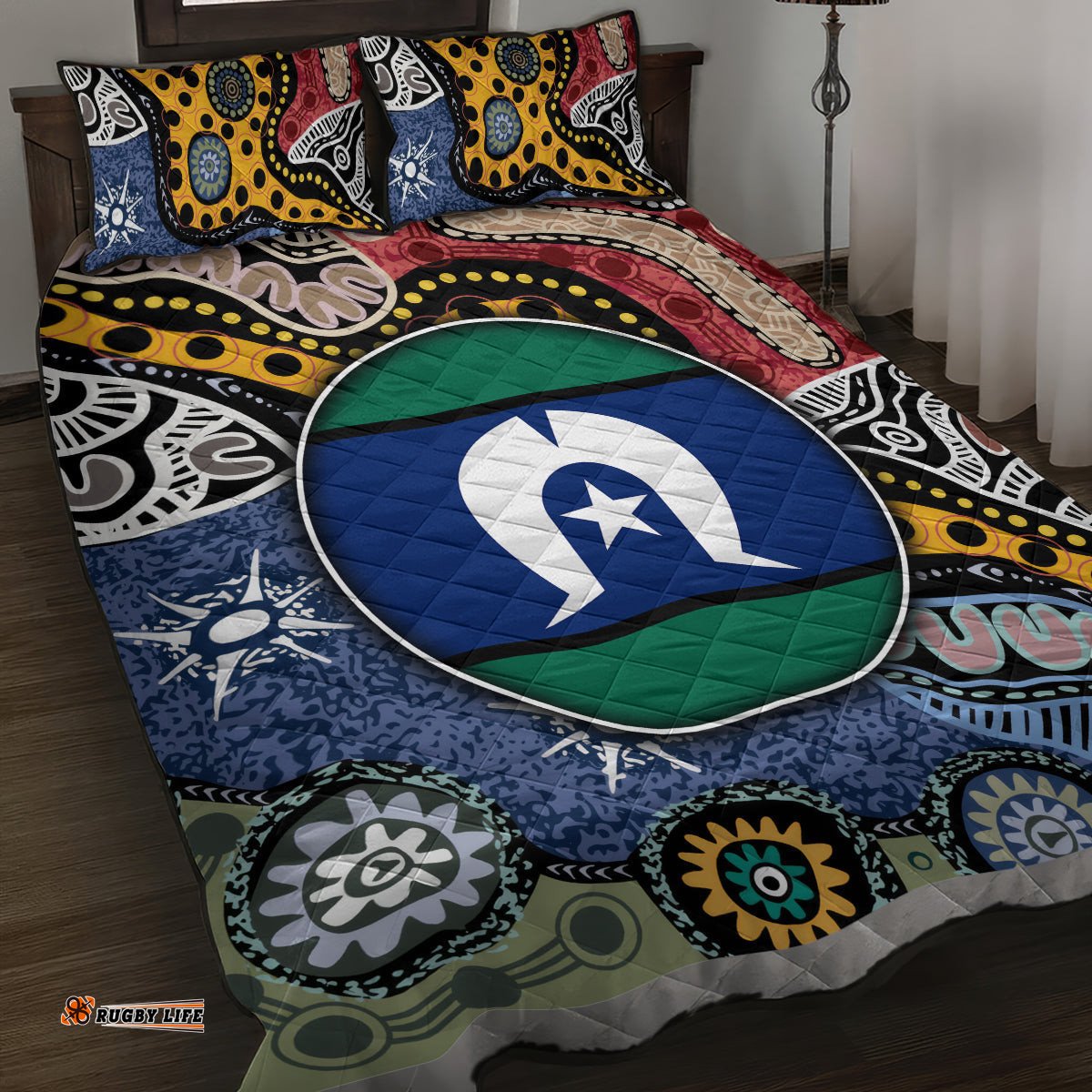 torest trait islands mix aboriginal pattern quilt bed set ts04