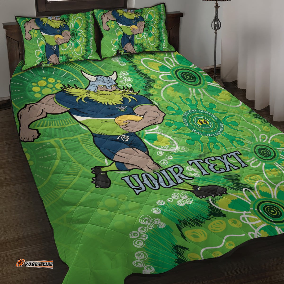 Personalised Raiders NAIDOC Week 2024 Quilt Bed Set Aboriginal Fire Burning Sparks