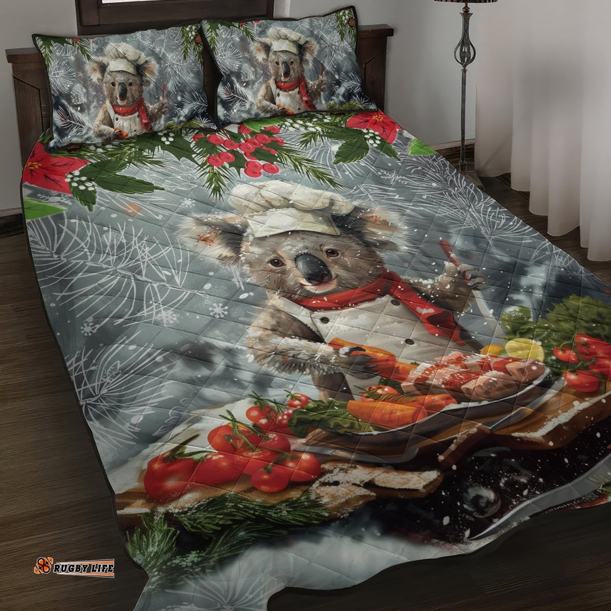 Koala Chef Christmas in July Quilt Bed Set