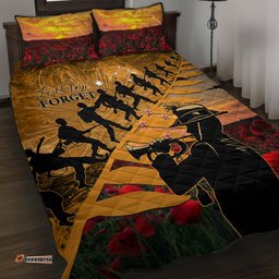 ANZAC Day 2024 Quilt Bed Set Silver Fern With A Trumpet Soldier