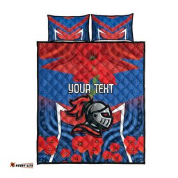 Custom Knights Rugby ANZAC Quilt Bed Set Novocastrians Gallipoli Soldier With Aboriginal Art
