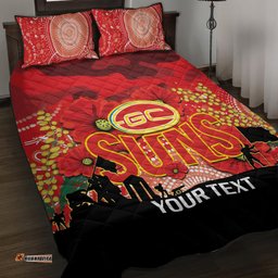 Custom Suns Football ANZAC Quilt Bed Set Gallipoli Camouflage With Poppies