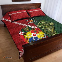 Custom Tonga And Ireland Rugby Quilt Bed Set Ikale Tahi With Shamrocks
