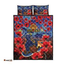 Personalised Cowboys Rugby ANZAC Quilt Bed Set Starry Night and Field of Poppies