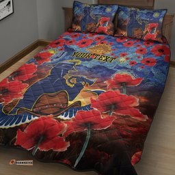 Personalised Cowboys Rugby ANZAC Quilt Bed Set Starry Night and Field of Poppies