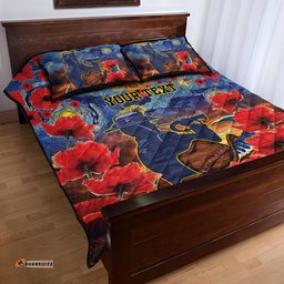 Personalised Cowboys Rugby ANZAC Quilt Bed Set Starry Night and Field of Poppies