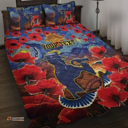 Personalised Cowboys Rugby ANZAC Quilt Bed Set Starry Night and Field of Poppies