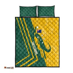 personalised australia soccer quilt bed set green & gold go socceroos