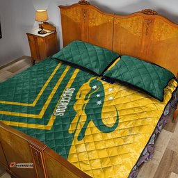 personalised australia soccer quilt bed set green & gold go socceroos