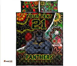 Custom Personalised Penrith Panthers Quilt Bed Set Strong Panthers Legend With Special Aboriginal Style