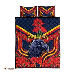 Custom Crows Football ANZAC Quilt Bed Set Poppy Soldier With Aboriginal Dots Art