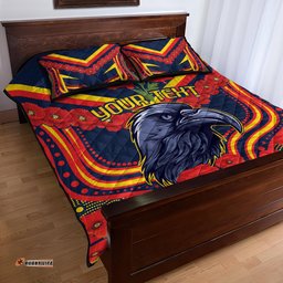Custom Crows Football ANZAC Quilt Bed Set Poppy Soldier With Aboriginal Dots Art