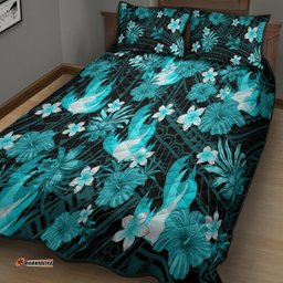 Australian Heat Cricket Quilt Bed Set Baeuty Pacific Hibiscus and Polynesian Pattern