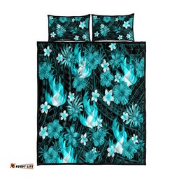 Australian Heat Cricket Quilt Bed Set Baeuty Pacific Hibiscus and Polynesian Pattern
