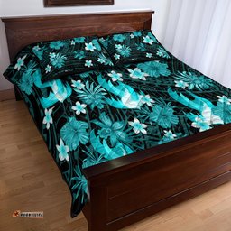 Australian Heat Cricket Quilt Bed Set Baeuty Pacific Hibiscus and Polynesian Pattern
