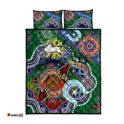 personalised rabbitohs naidoc week 2024 quilt bed set australia aboriginal dot painting dt02