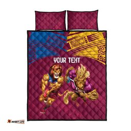 Custom Brisbane Broncos and Lions Quilt Bed Set Together Sporty Style