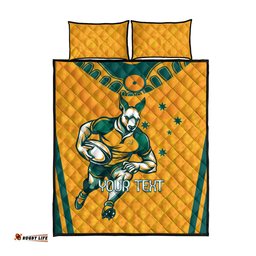 Custom Australia Rugby Quilt Bed Set Wallabies Mascots Sporty Version