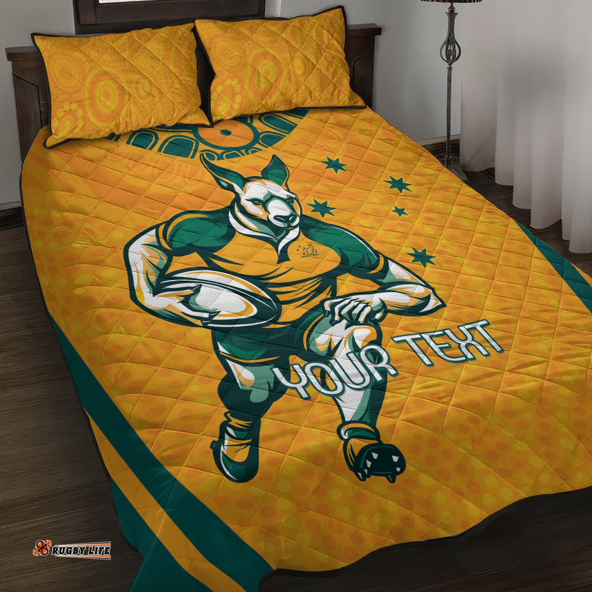 Custom Australia Rugby Quilt Bed Set Wallabies Mascots Sporty Version