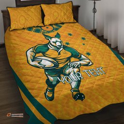 Custom Australia Rugby Quilt Bed Set Wallabies Mascots Sporty Version