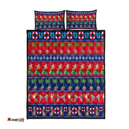 Australia Christmas Quilt Bed Set Aussie Santa Claus Beach Xmas Vibes