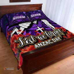 Storm Quilt Bed Set ANZAC Day Poppy Flowers With Aboriginal