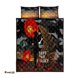 New Zealand ANZAC Day Quilt Bed Set Lest We Forget Silver Fern With Camouflage