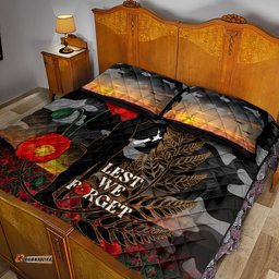 New Zealand ANZAC Day Quilt Bed Set Lest We Forget Silver Fern With Camouflage