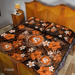 Australian Scorchers Cricket Quilt Bed Set Baeuty Pacific Hibiscus and Polynesian Pattern